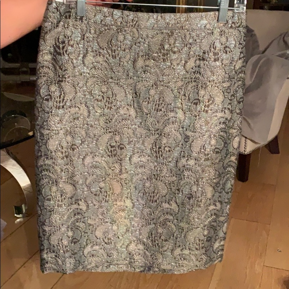 Ann Taylor Metallic Paisley Pencil Skirt NWT